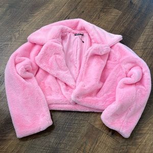 Nasty Gal pink faux fur jacket NWT size M